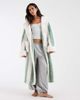 Loungeable Loungeable cozy hooded midi robe in pink and green stripes - 3
