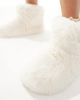 Loungeable Loungeable cozy slipper boots in cream faux fur-White - 2