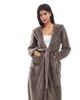 Loungeable Loungeable cozy teddy hooded maxi length robe in mocha-Brown - 2