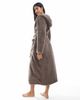 Loungeable Loungeable cozy teddy hooded maxi length robe in mocha-Brown - 3