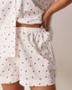 Loungeable Loungeable Curve heart printed textured short sleeve shirt & shorts pajama set in ivory-White - 3