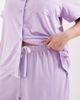 Loungeable Loungeable Curve super soft jersey camp collar top and shorts set in lilac-Purple - 2