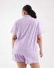Loungeable Loungeable Curve super soft jersey camp collar top and shorts set in lilac-Purple - 4