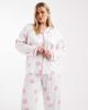 Loungeable Loungeable Curve super soft jersey camp collar top and wide leg pajama set in celestial multi - 2