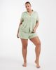 Loungeable Loungeable Curve super soft jersey short sleeve shirt & shorts set in muted sage-Green - 2