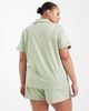 Loungeable Loungeable Curve super soft jersey short sleeve shirt & shorts set in muted sage-Green - 4