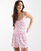 Loungeable Loungeable floral print baby waffle cami and shorts set in pink - 1