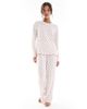 Loungeable Loungeable Heather brushed rib long sleeve top and pants set in cream heart print-White - 1