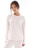Loungeable Loungeable Heather brushed rib long sleeve top and pants set in cream heart print-White - 2