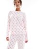 Loungeable Loungeable heather brushed rib long sleeve top and pants set in pink cowboy boot print - 4
