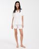 Loungeable Loungeable jersey broderie camp collar top and shorts pajama set in white - 1