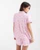 Loungeable Loungeable pink gingham supersoft jersey short sleeve shirt & shorts pajama set in bow print-Multi - 2