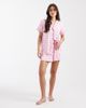Loungeable Loungeable pink gingham supersoft jersey short sleeve shirt & shorts pajama set in bow print-Multi - 4