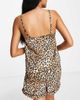 Loungeable Loungeable satin cami and shorts pajama set in leopard print-Brown - 2