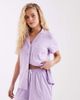 Loungeable Loungeable super soft jersey revere top and shorts set in lilac-Purple - 1