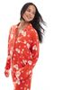 Loungeable Loungeable super soft jersey revere top and wide leg pajama set in red starry eyes print - 3