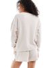 Loungeable Loungeable super soft knit crew neck sweater and shorts in heathered beige-Neutral - 4