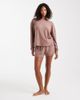 Loungeable Loungeable super soft knit crew neck sweater and shorts set in heathered mocha-Brown - 1