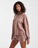 Loungeable Loungeable super soft knit crew neck sweater and shorts set in heathered mocha-Brown - 2