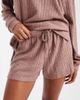 Loungeable Loungeable super soft knit crew neck sweater and shorts set in heathered mocha-Brown - 3