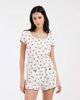 Loungeable Loungeable waffle jersey shorts and T-shirt pajama set in cream polka dot-White - 1