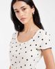 Loungeable Loungeable waffle jersey shorts and T-shirt pajama set in cream polka dot-White - 3
