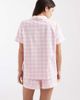 Loungeable Loungeable woven short sleeve shirt & shorts pajama set in pink gingham with lemon bows-Multi - 2