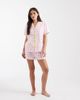 Loungeable Loungeable woven short sleeve shirt & shorts pajama set in pink gingham with lemon bows-Multi - 3