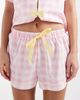 Loungeable Loungeable woven short sleeve shirt & shorts pajama set in pink gingham with lemon bows-Multi - 4