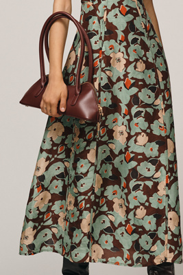 Lovaan - Adeline Linen-Silk Puff-Sleeve Midi Dress