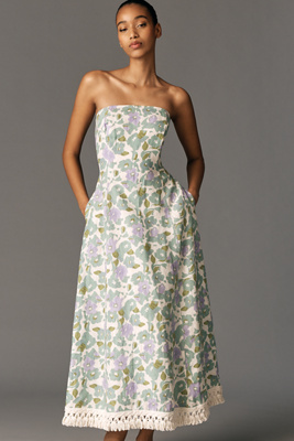 Lovaan - Philippa Strapless A-Line Midi Dress