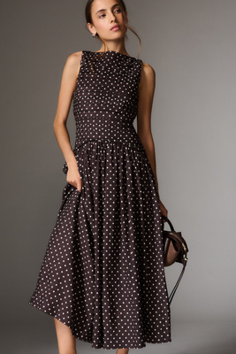 Lovaan - Val Linen Blend Boat-Neck Midi Dress Lovaan - Val Linen Blend Boat-Neck Midi Dress