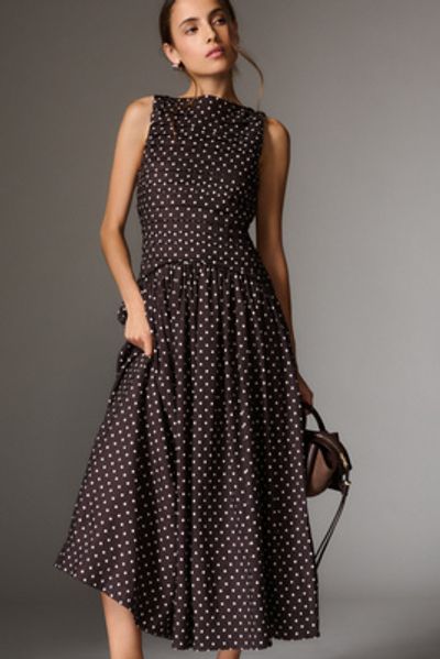 Lovaan - Val Linen Blend Boat-Neck Midi Dress Lovaan - Val Linen Blend Boat-Neck Midi Dress