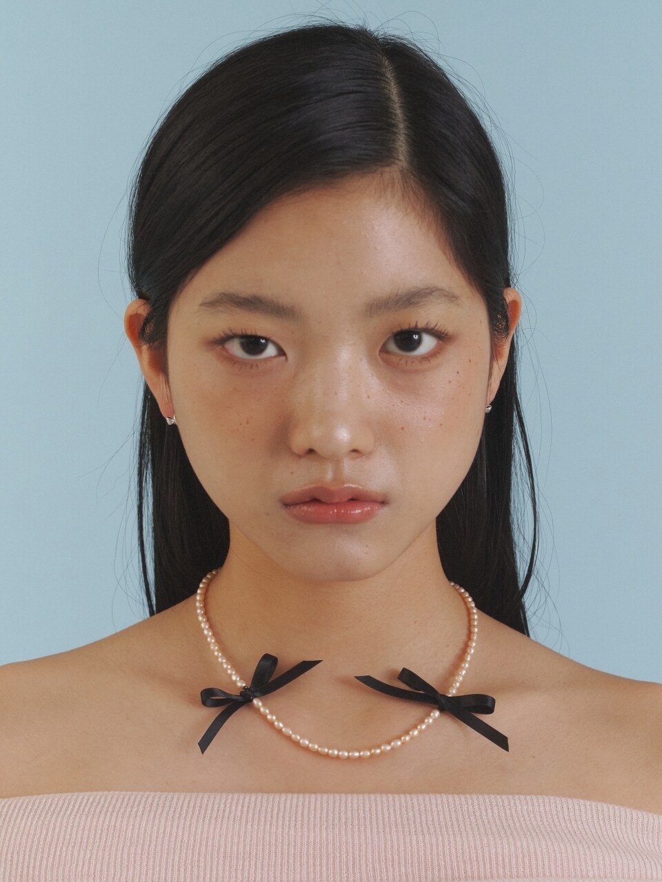 LOVE ME MONSTER 2 Love Ribbon Pink Pearl Necklace