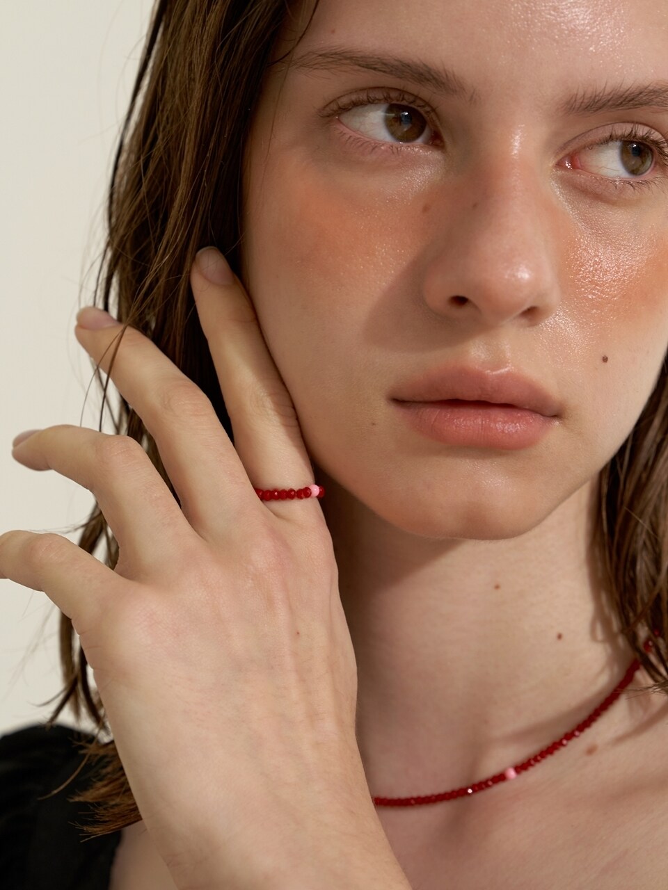 LOVE ME MONSTER [2 SET] Raspberry Necklace + Ring