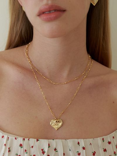 LOVE ME MONSTER [2 Set] Vintage Heart Long Necklace