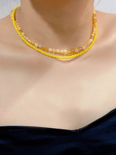 LOVE ME MONSTER [2 SET] Yellow Flower Necklace