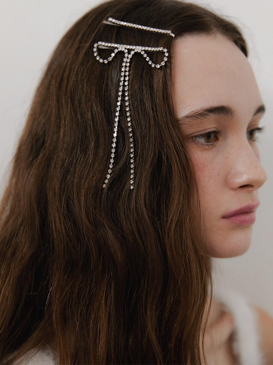 LOVE ME MONSTER Cubic Long Ribbon Hair Pin (L244MHA010)
