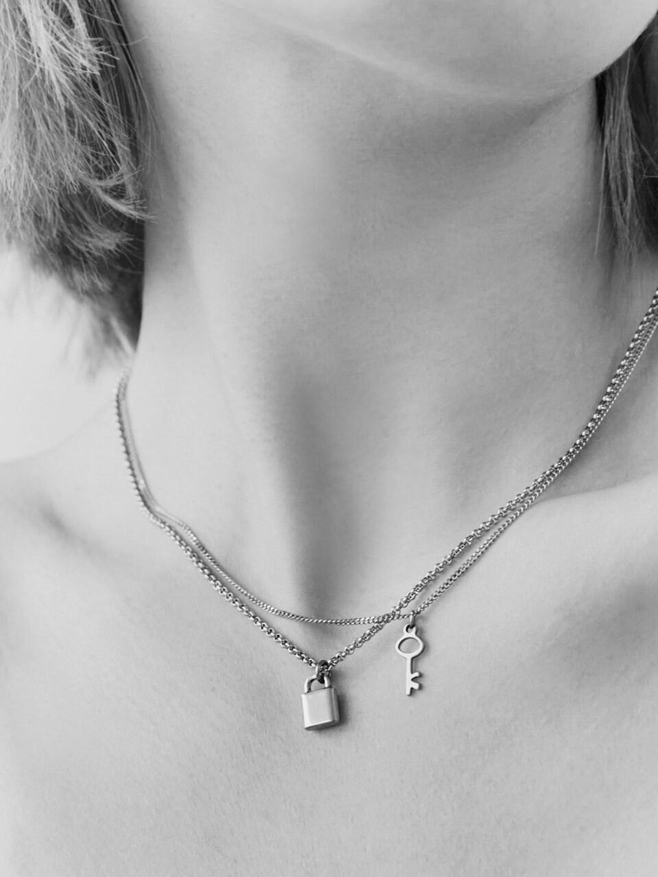 LOVE ME MONSTER Lock & Key Pendant Necklace