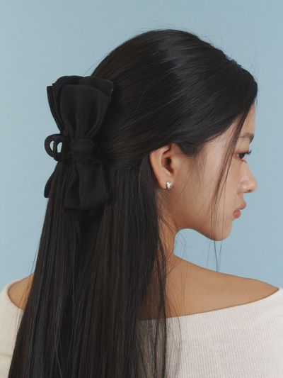 LOVE ME MONSTER Love Ribbon Hair Clip_Black
