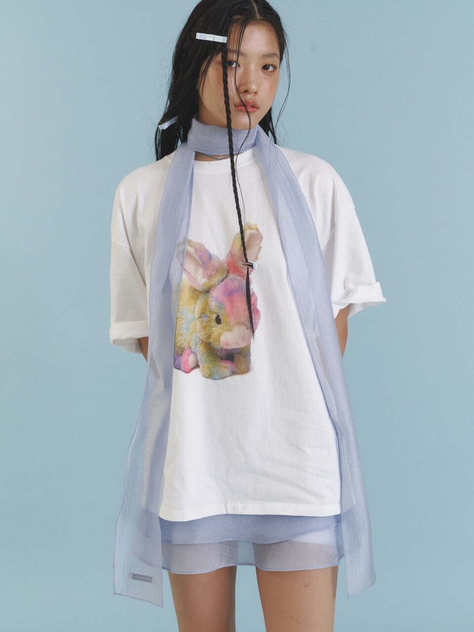 LOVE ME MONSTER Love Sheer Long Scarf_Blue