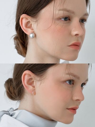 LOVE ME MONSTER Pearl and Cubic Earrings 2 Set