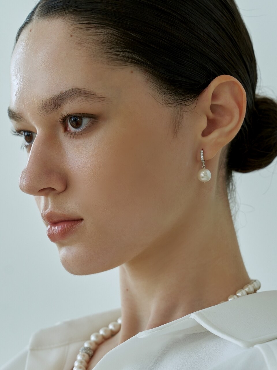 LOVE ME MONSTER Pearl `drop` Cubic Ring Earrings