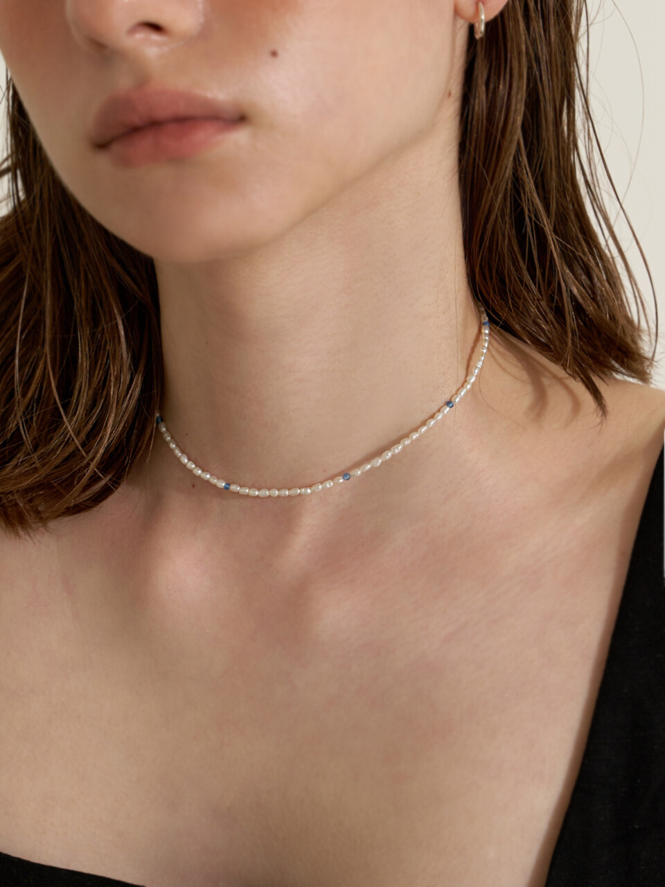 LOVE ME MONSTER Pearl Sky Blue Choker