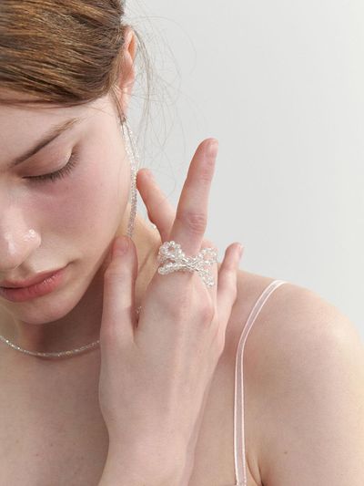 LOVE ME MONSTER Shining Beads Ribbon Ring
