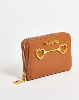 Love Moschino Love Moschino heart bit zip around wallet in tan brown