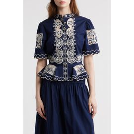 LOVE THE LABEL LOVE THE LABEL Elizabeth Embroidered Peplum Top