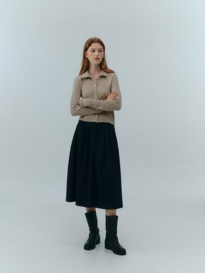 LOVE US U Checkered Maxi Skirt (Charcoal)
