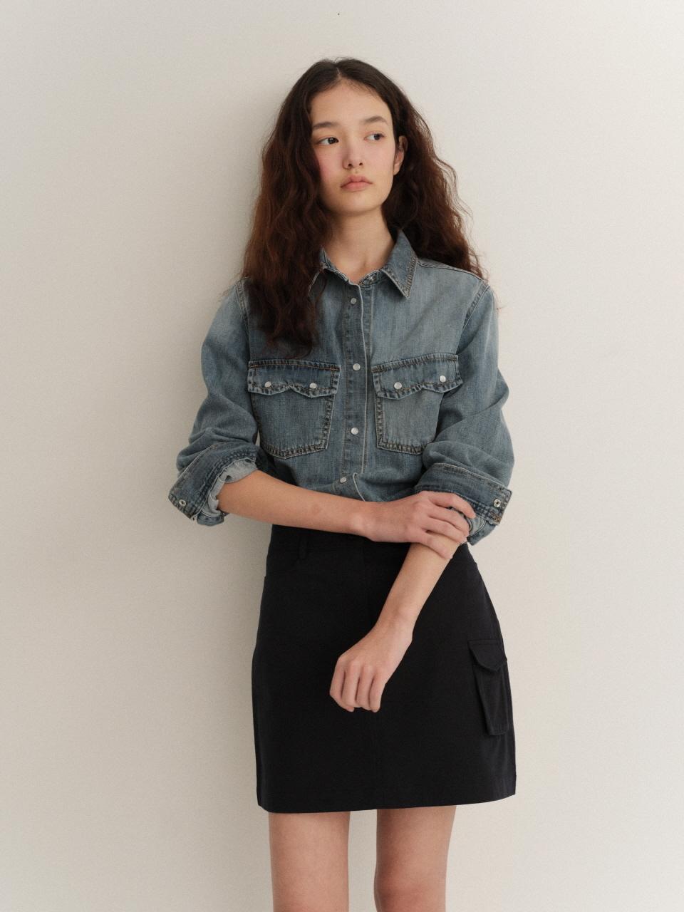 LOVE US U Eeay Pocket Skirt_Navy