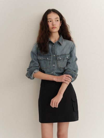 LOVE US U Eeay Pocket Skirt_Navy